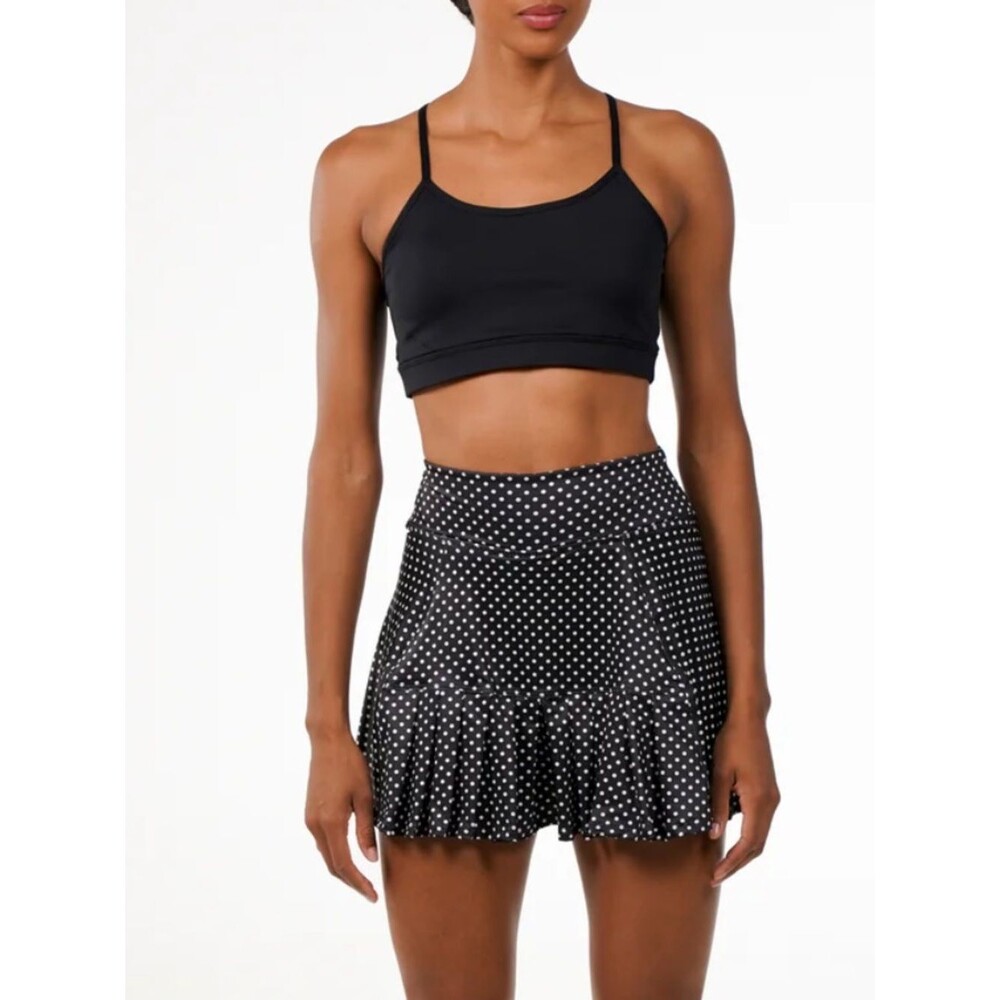 Donajo Black White Polka Dot Flirty Skirt Skort 14.5" Athletic Skirt Sz Large 2